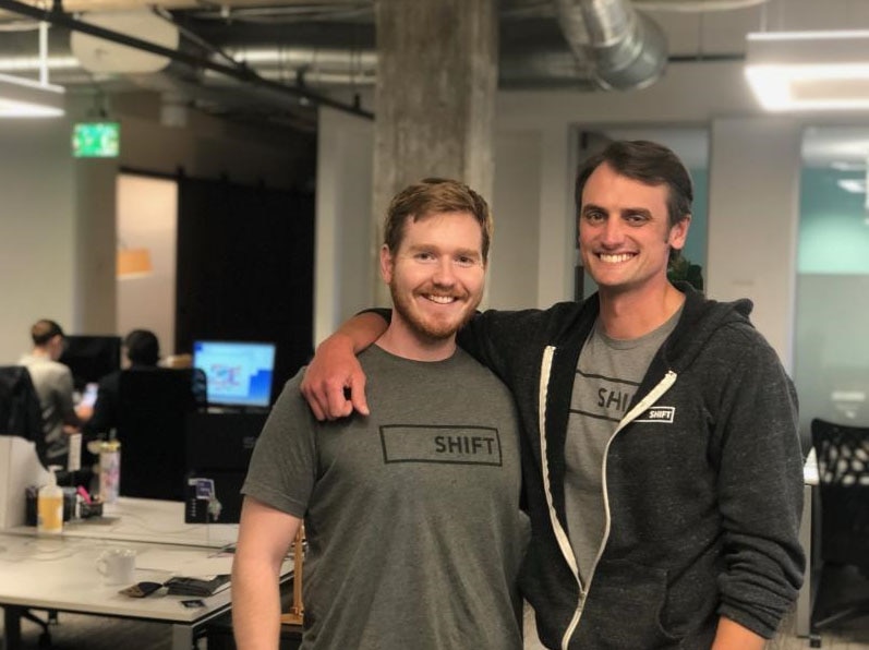 Veteran and Shift Founder Mike Slagh (R) with Senior Manager of Admissions & Support Will Tyndall (L), who was hired straight out of the Marines three years ago and is one of Shift's longest tenured teammates 